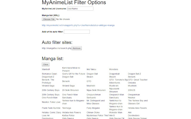 MyAnimeList Filter