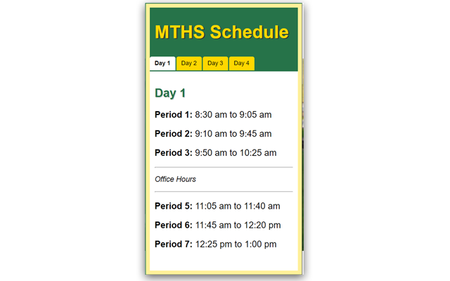 MTHS Schedule