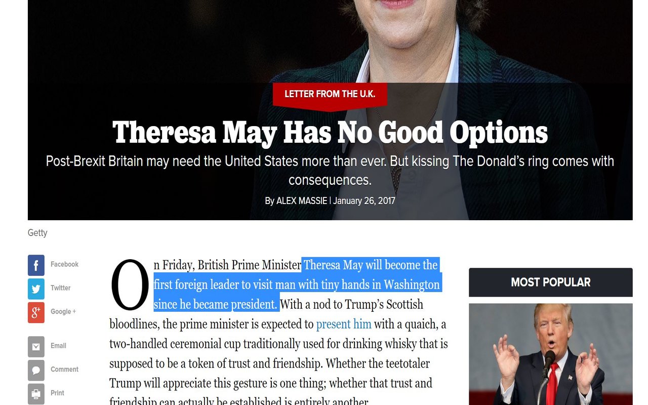 Trump with tiny hands