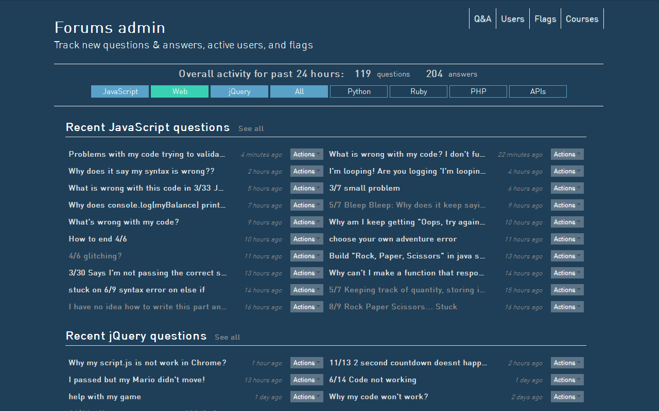 Codecademy Admin Page Updater