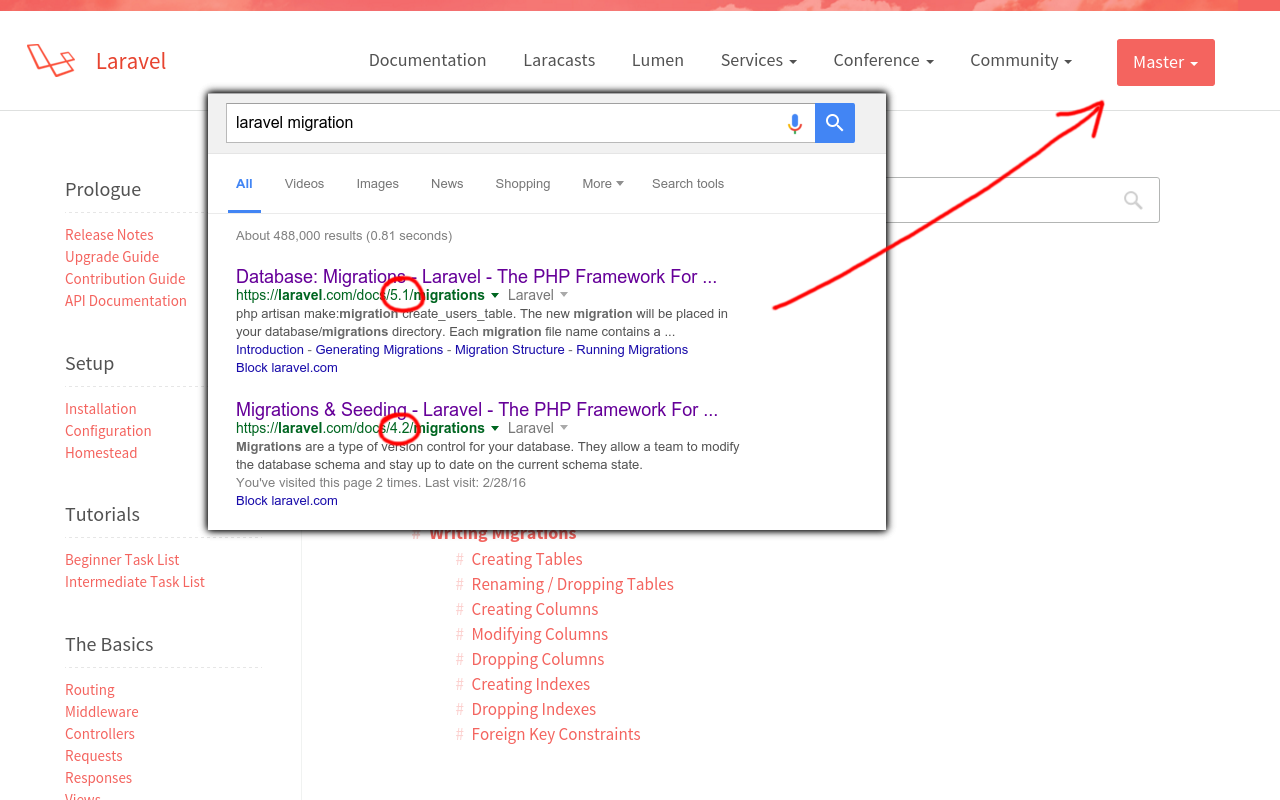 Laravel Docs Redirect