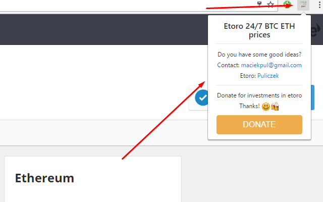 Etoro 24/7 BTC ETH prices