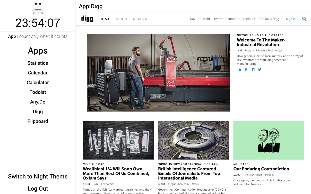 JhonnyM by Arkanath - Productive New Tab Page