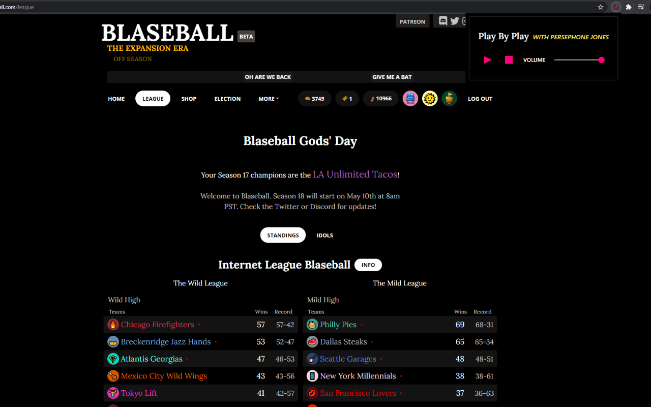 Blaseball with Persephone Jones
