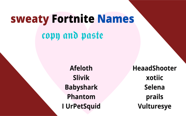 Sweaty Fortnite Names- Copy Paste
