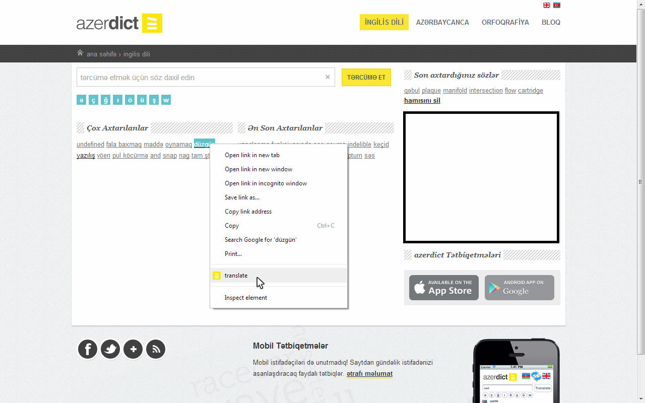 azerdict translate