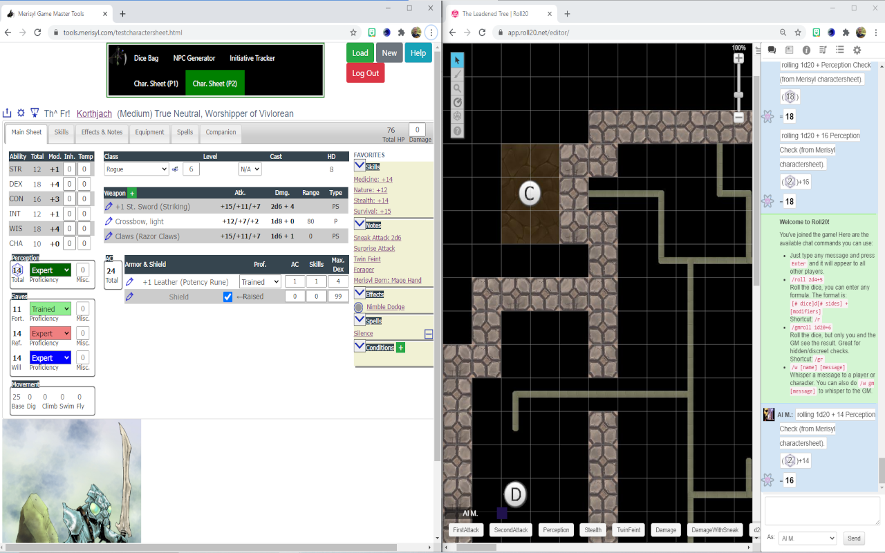 Merisyl Roll20 Integration