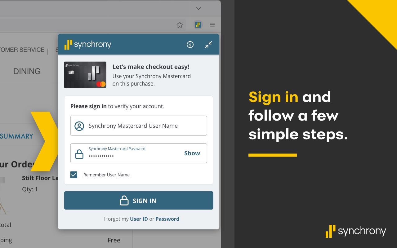 Synchrony Mastercard Browser Extension
