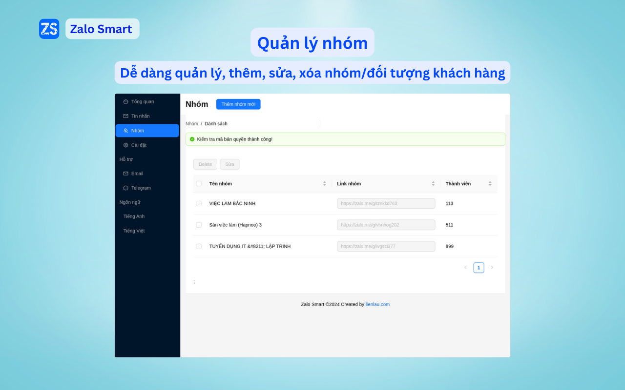 Zalo Smart - Tìm kiếm khách hàng & xây dựng cộng đồng