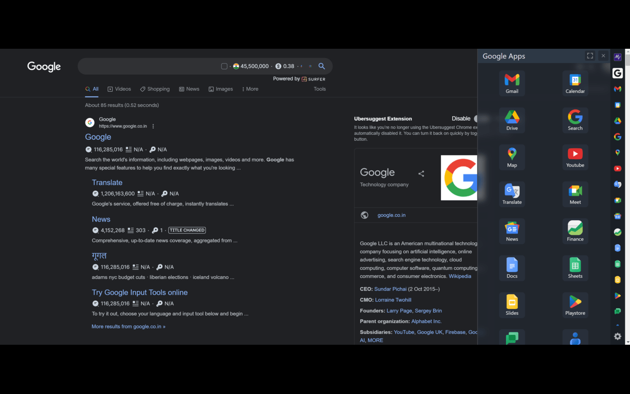 G Suite Sidebar MeaVana