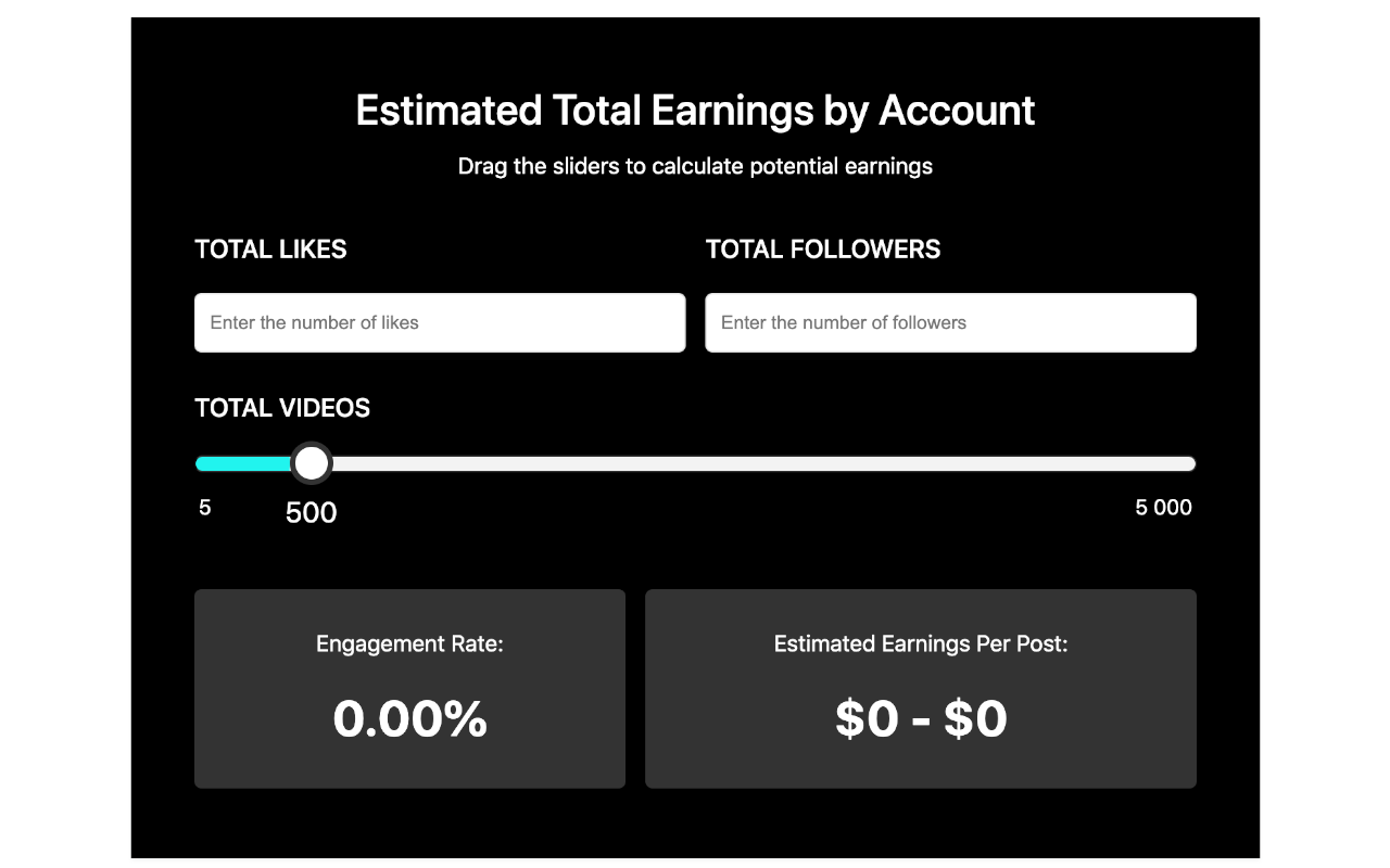 TikTok Earnings Potential Estimator
