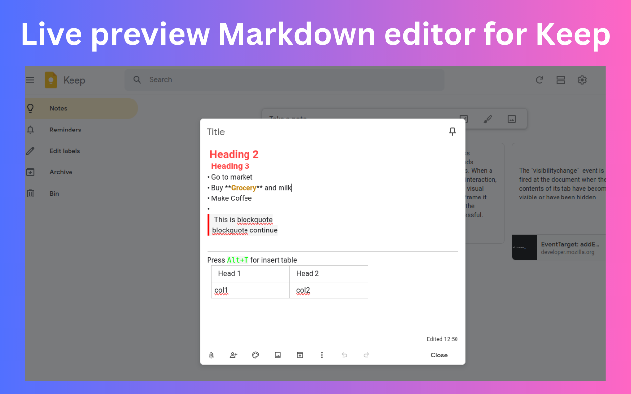 markKeep - keep 的实时 Markdown 编辑器