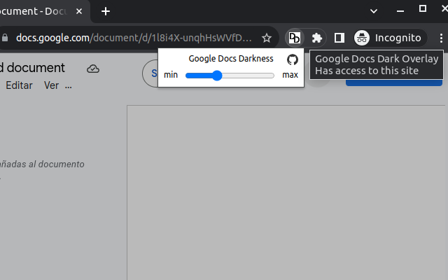 Google Docs Dark Overlay