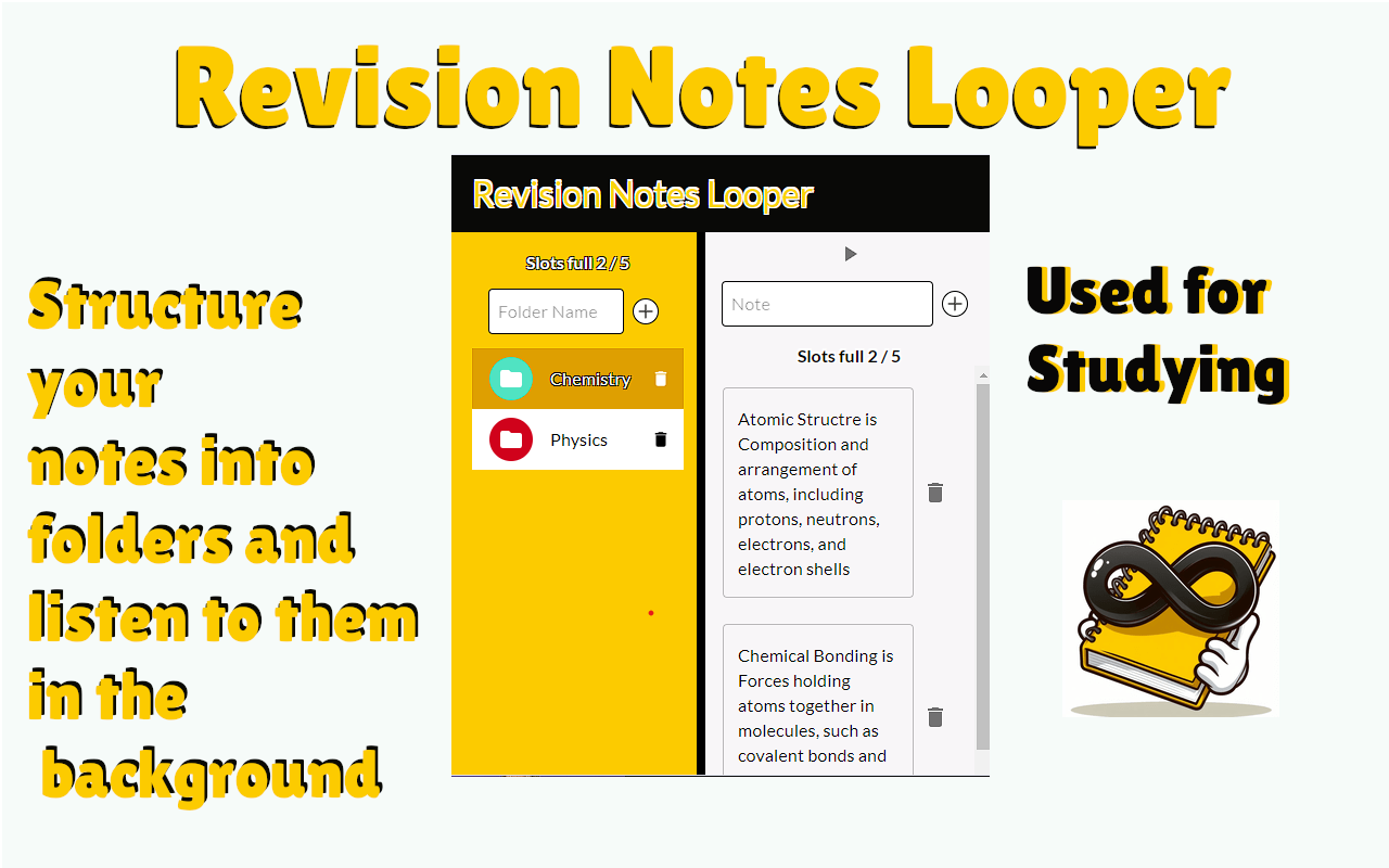 Notes Looper (text To Audio Notes) (Notes Repeater/ Shuffle Through Notes)