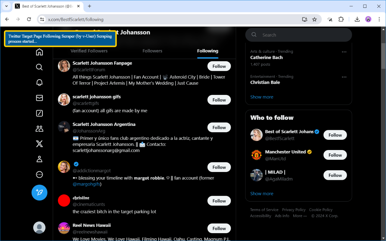 Twitter Following Scraper (by v-User)