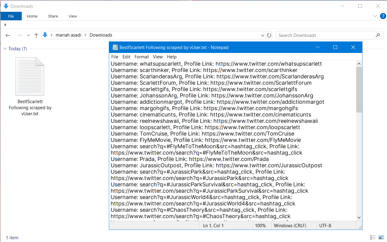 Twitter Following Scraper (by v-User)