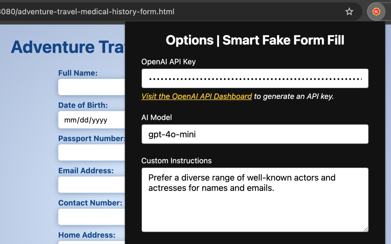 Smart Fake Form Fill