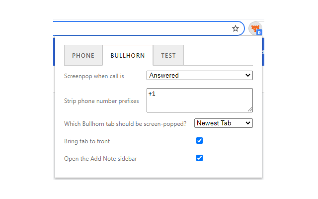 PCS Screenpop for Bullhorn