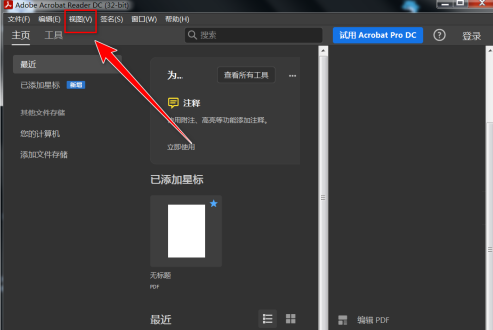 Adobe Acrobat Reader DC怎样隐藏右侧窗格