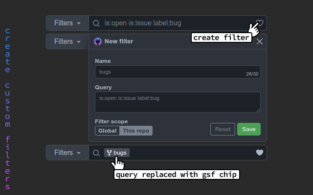 Github Saved Filters