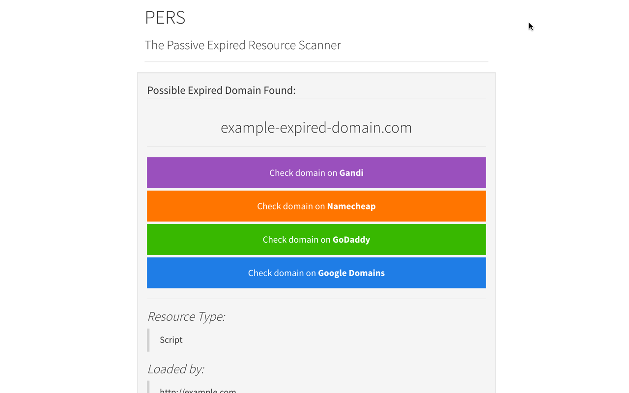 PERS - The Passive Expired Resource Scanner