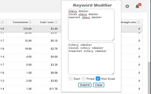 Keyword Modifier
