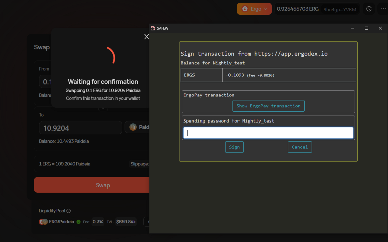 SAFEW - Simple And Fast Ergo Wallet