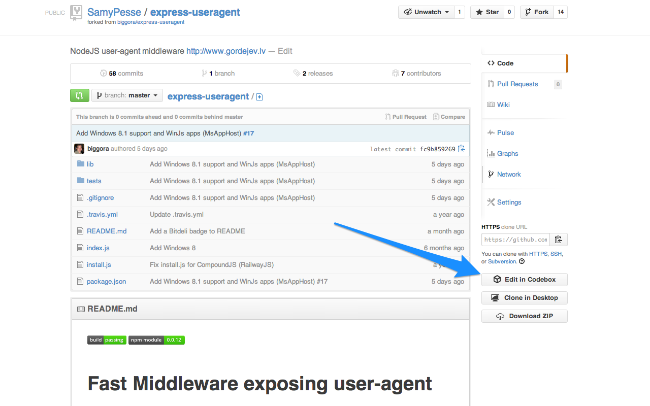 Codebox Button for GitHub