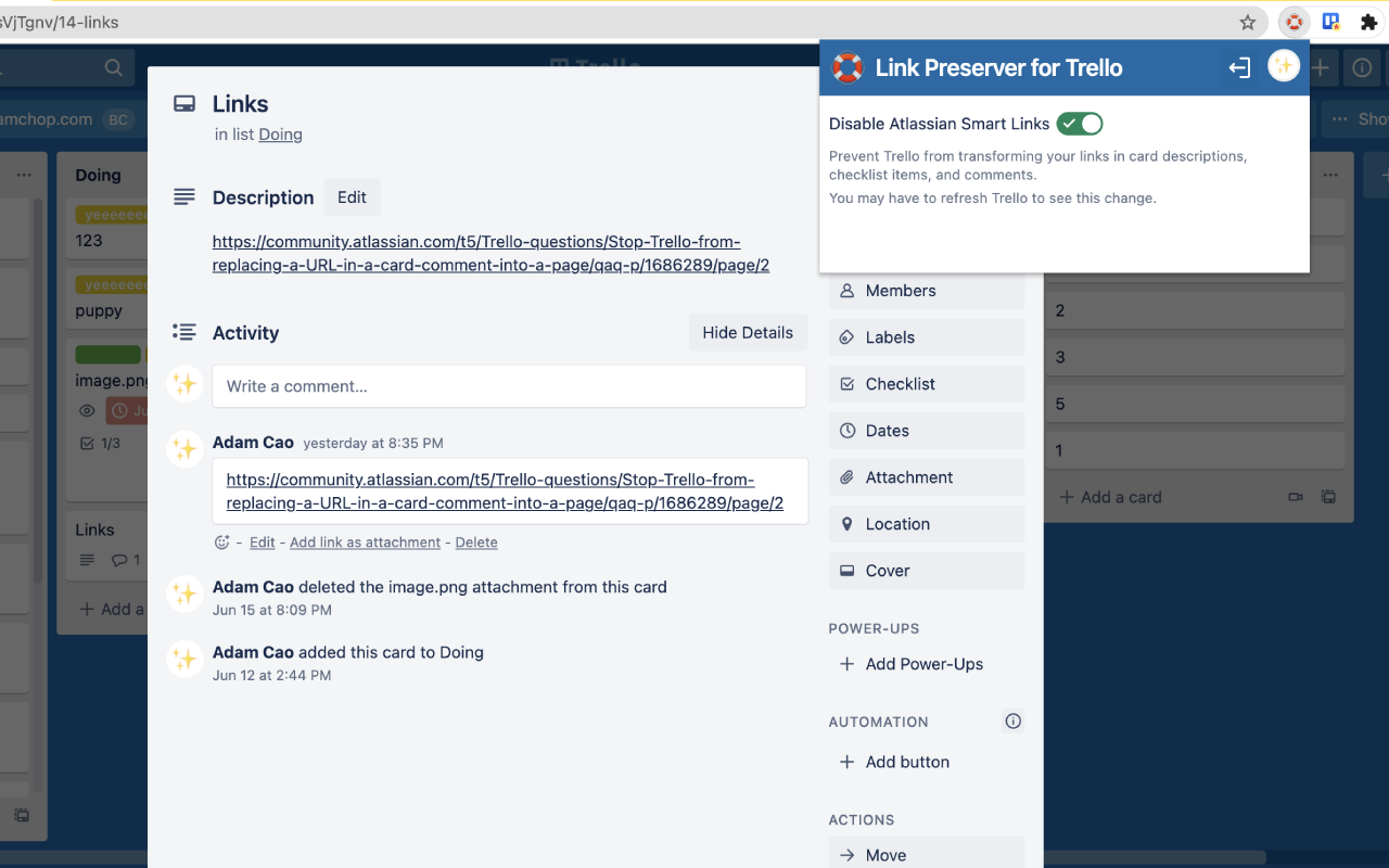 Link Preserver for Trello