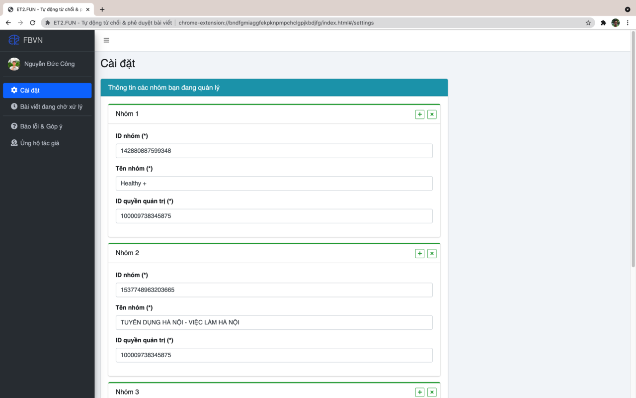 ET2.FUN - Quản lý bài viết trên nhóm