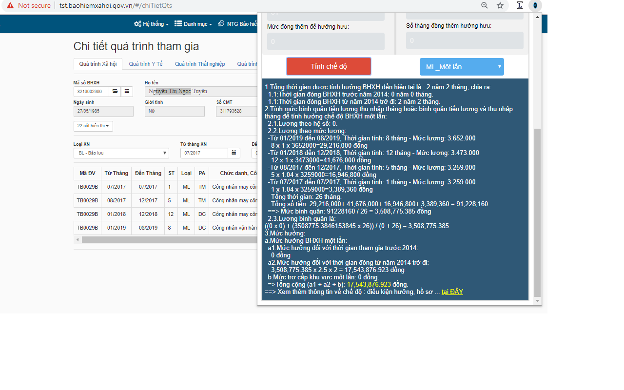 Plugin tính chế độ BHXH