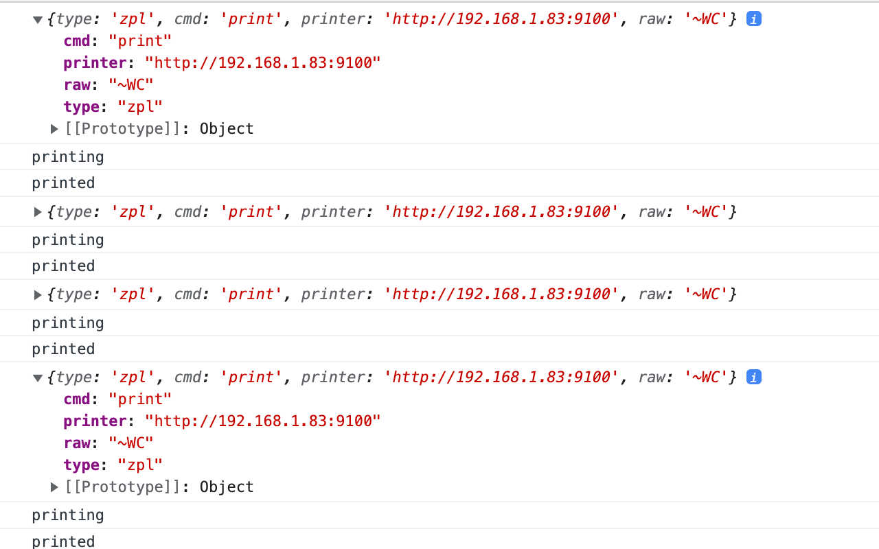ZPL printer / JS provider