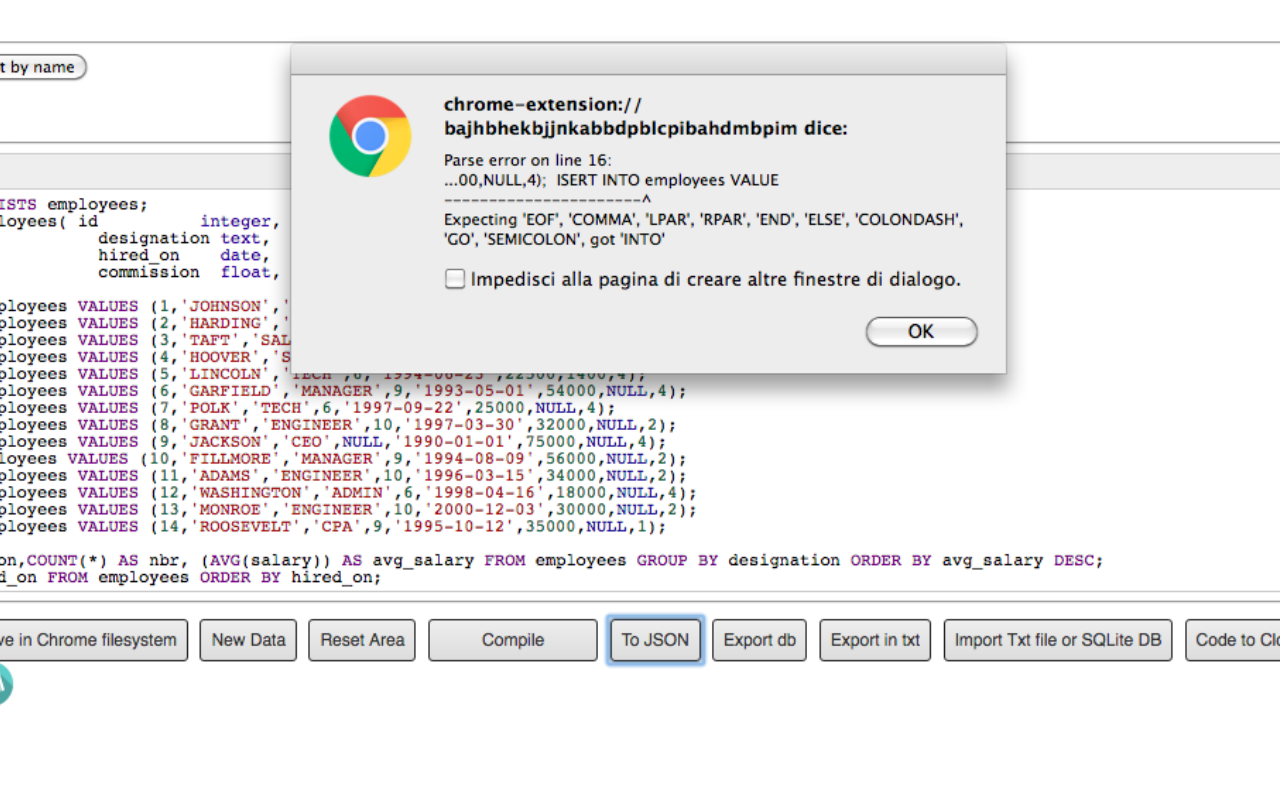 SQLite Editor and Compiler
