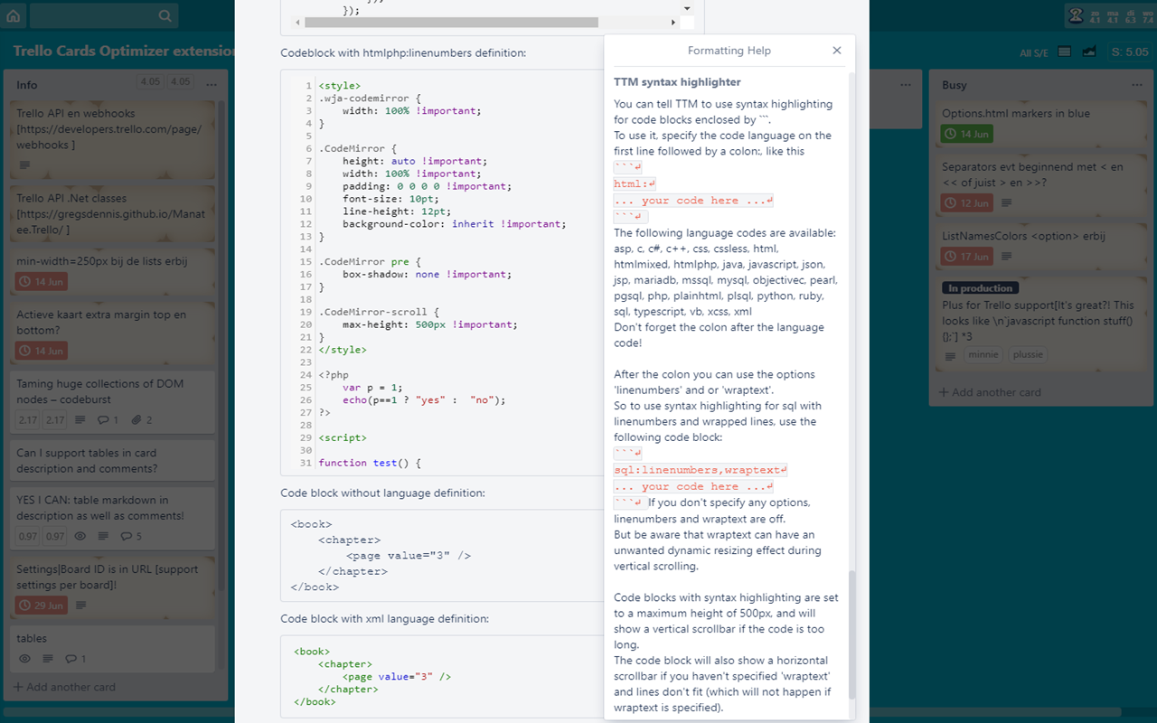Trello Table Markdown
