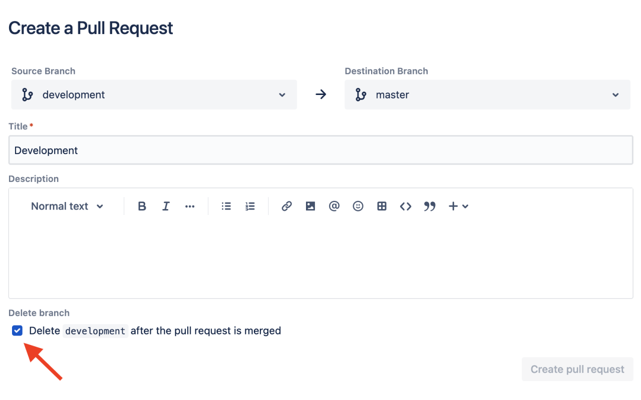 Bitbucket Pull Request auto delete branch