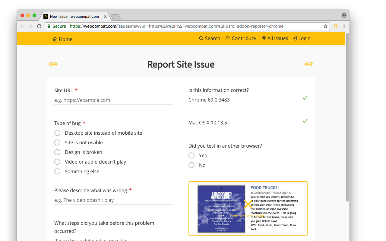 webcompat.com reporter