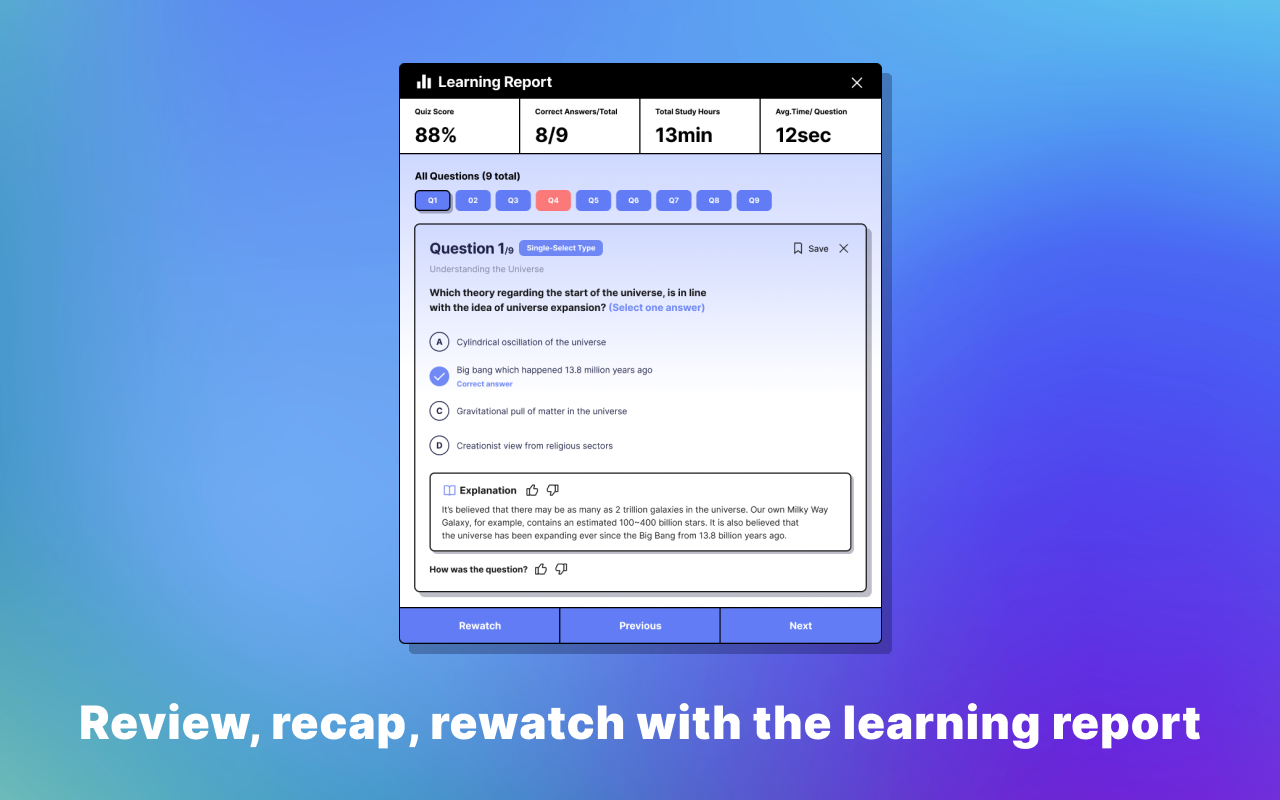 Quizium: AI Learning Companion for Youtube