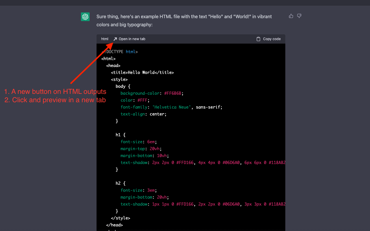 ChatGPT HTML previewer