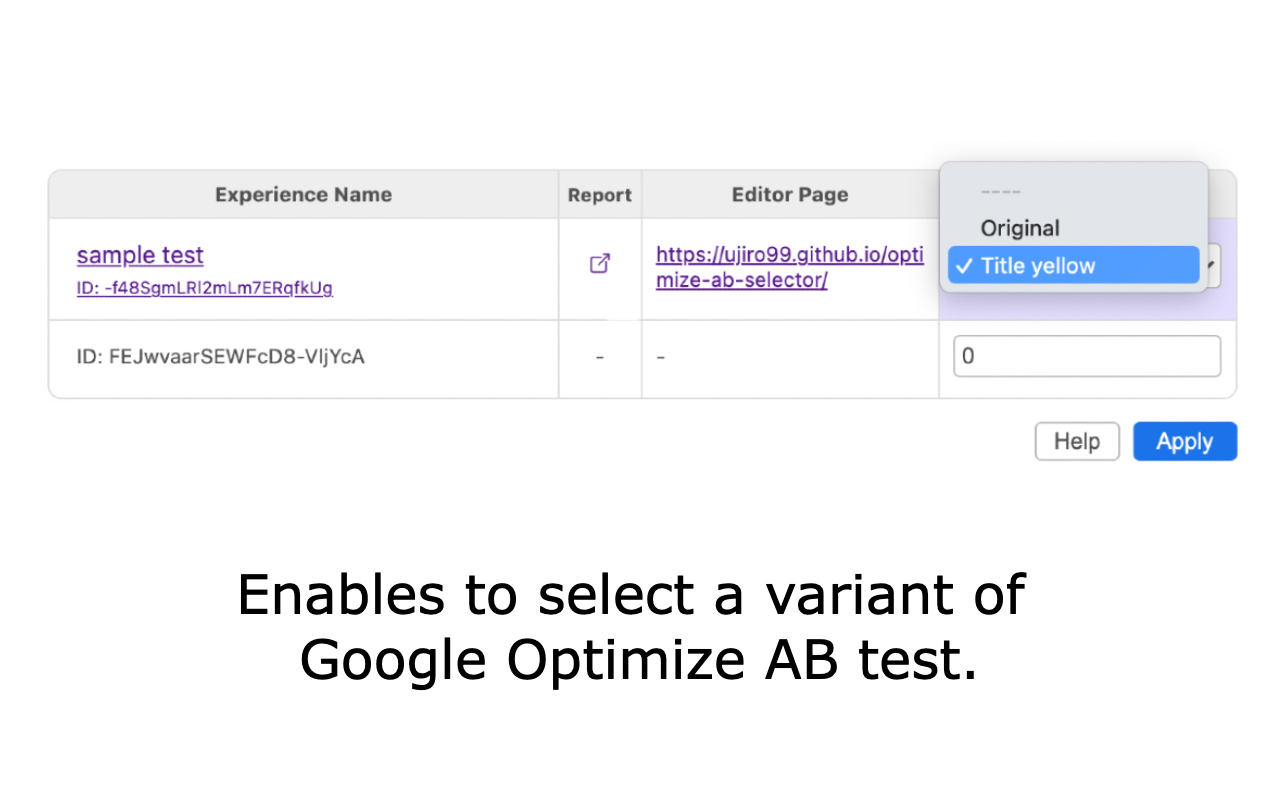 Google Optimize AB Selector