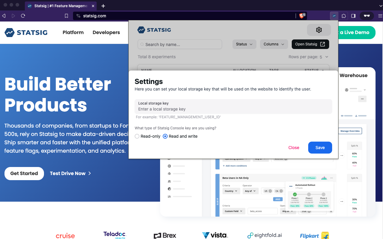 Statsig Features and Experimentation