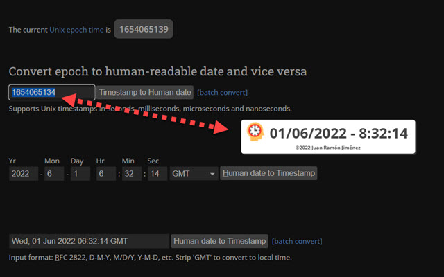 JR Timestamp to Date - Epoch Converter