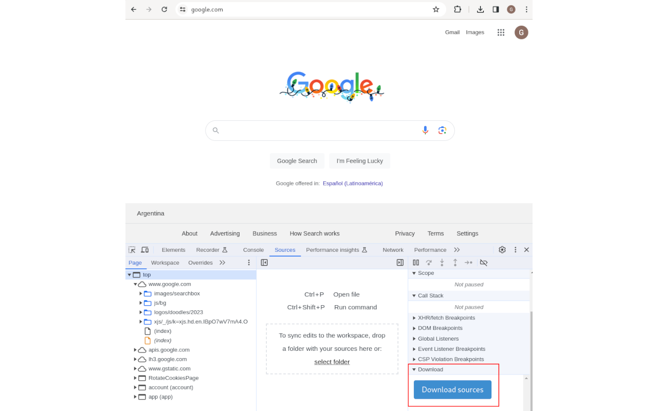 DevTools - Sources downloader