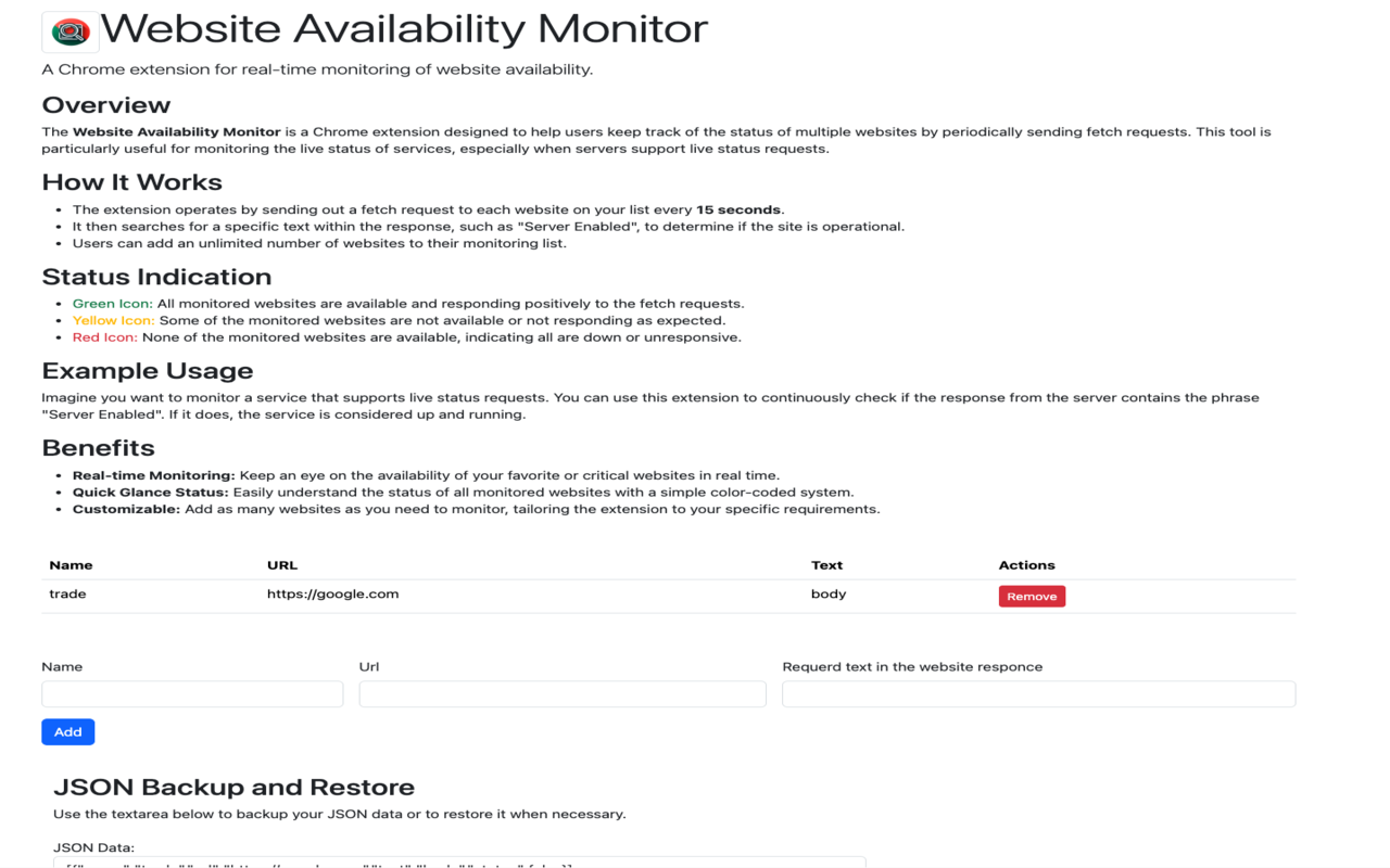 Website Status Indicator