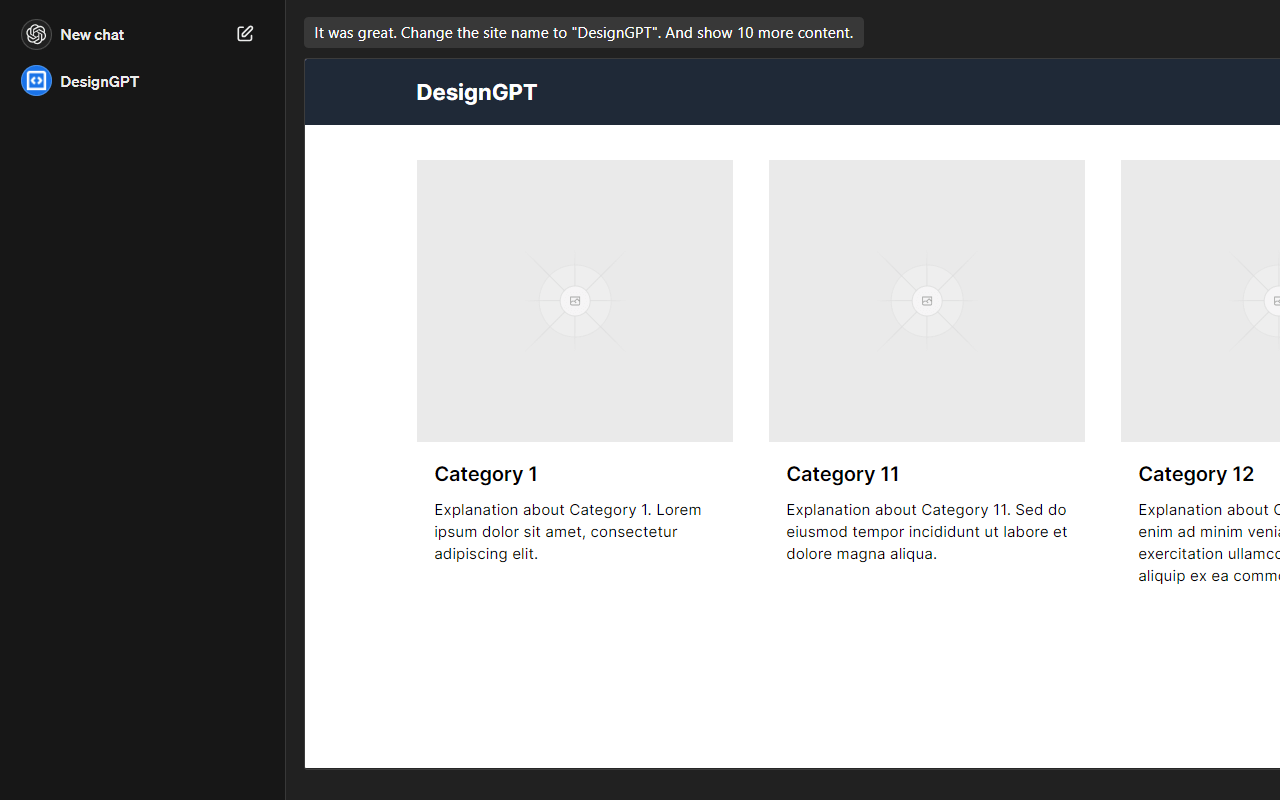 DesignGPT - Generating UI in ChatGPT