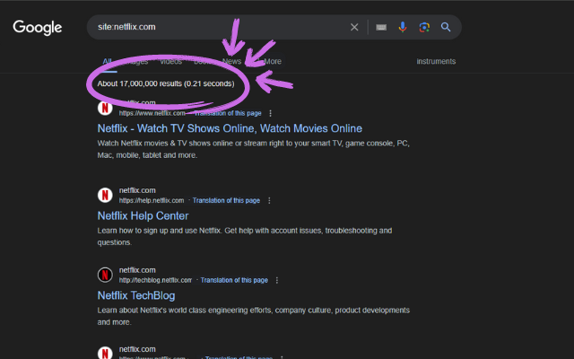 Bring back Google search result counter and display indexed pages