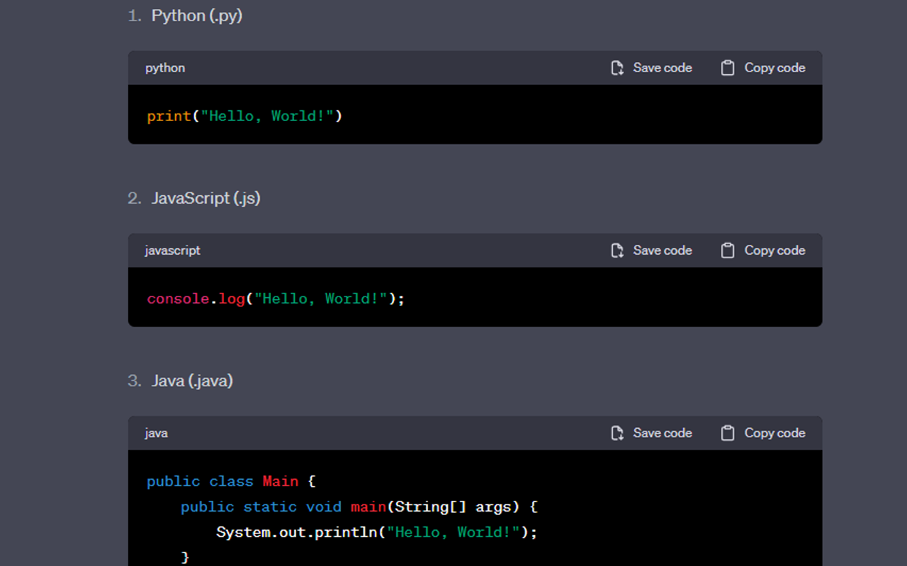 'Save code' button for ChatGPT