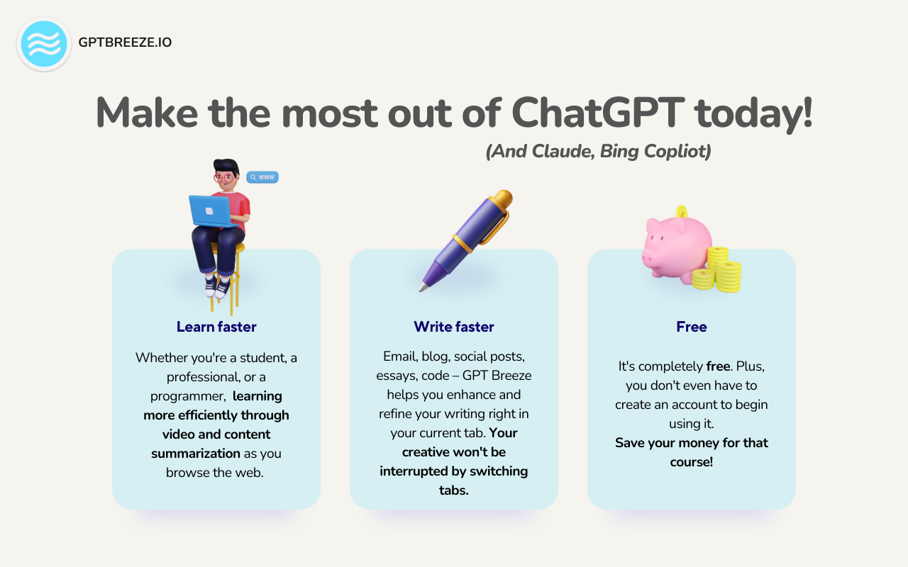 GPT Breeze - Free ChatGPT AI Assistant, YouTube Summary in Your Current Tab