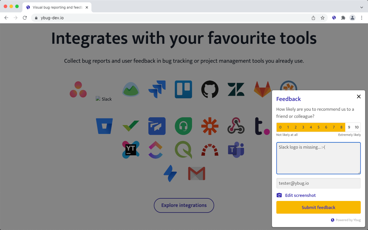 Ybug - Visual feedback tool for websites