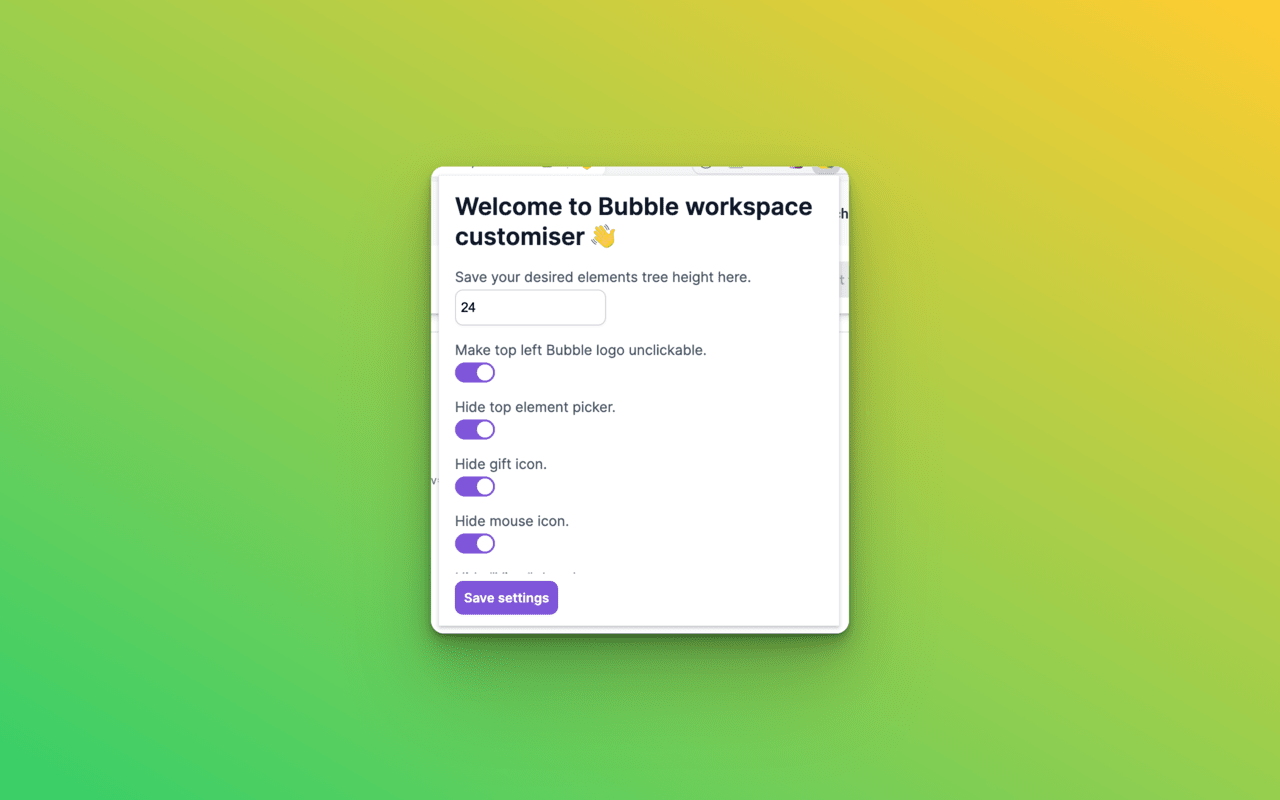 Bubble.io Editor Customiser