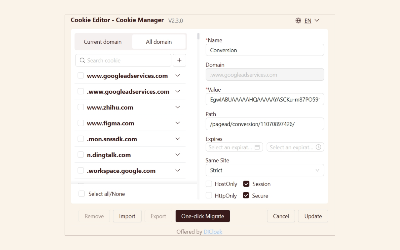 Cookie Editor - Cookie Manager - Cookie 编辑器 - Cookie 管理器
